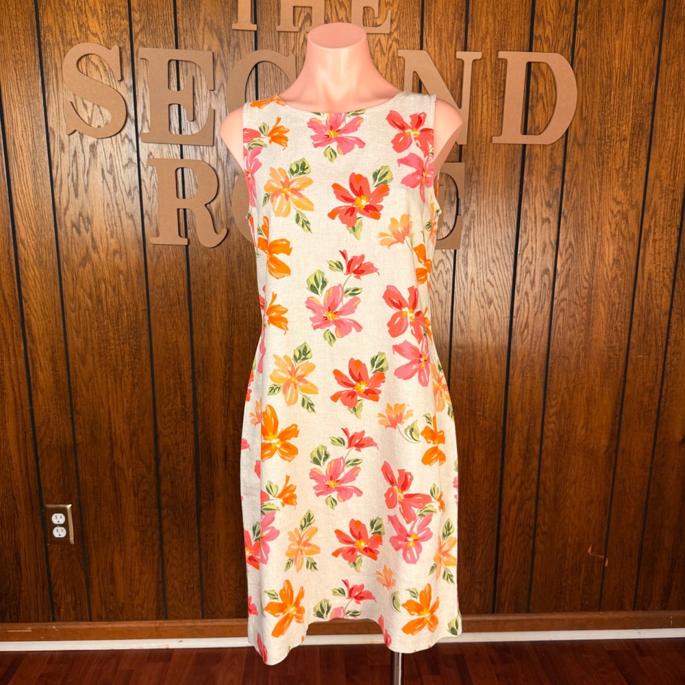 Beige Floral Sheath Dress Casual Corner Annex Women 6 Boho Cottagecore Vintage